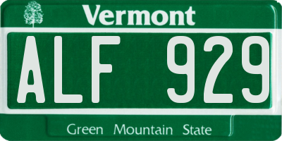 VT license plate ALF929