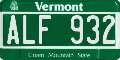 VT license plate ALF932