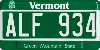 VT license plate ALF934