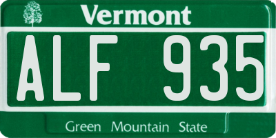 VT license plate ALF935