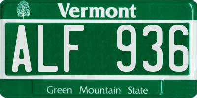 VT license plate ALF936