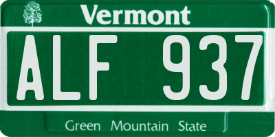 VT license plate ALF937