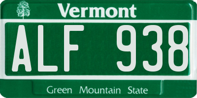 VT license plate ALF938