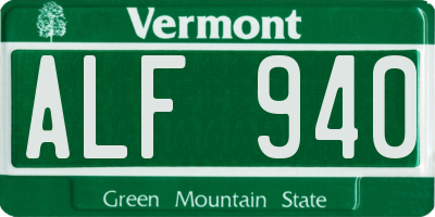 VT license plate ALF940
