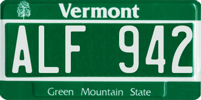VT license plate ALF942
