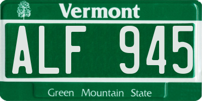 VT license plate ALF945