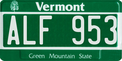 VT license plate ALF953