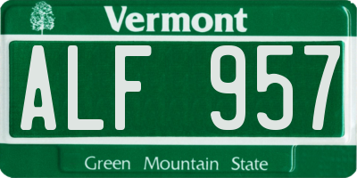 VT license plate ALF957
