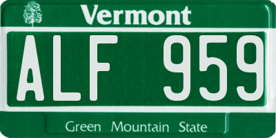 VT license plate ALF959