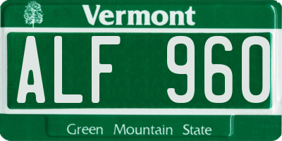 VT license plate ALF960