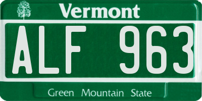 VT license plate ALF963
