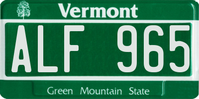 VT license plate ALF965