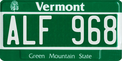VT license plate ALF968