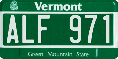 VT license plate ALF971