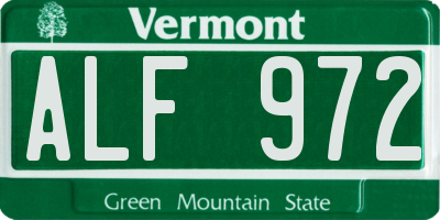 VT license plate ALF972