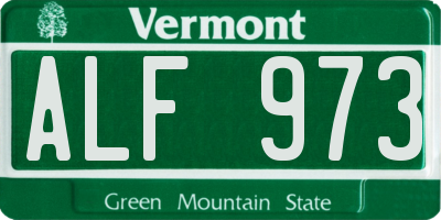 VT license plate ALF973
