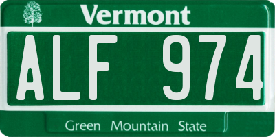 VT license plate ALF974