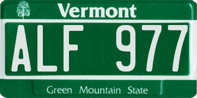 VT license plate ALF977
