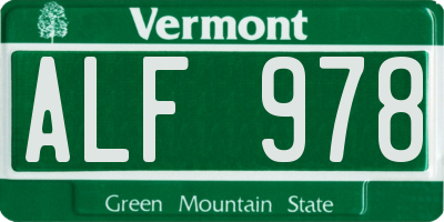 VT license plate ALF978