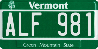 VT license plate ALF981