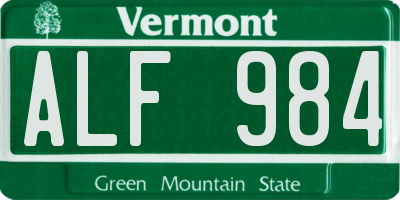 VT license plate ALF984