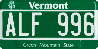 VT license plate ALF996