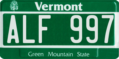 VT license plate ALF997