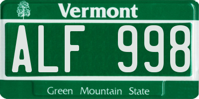 VT license plate ALF998