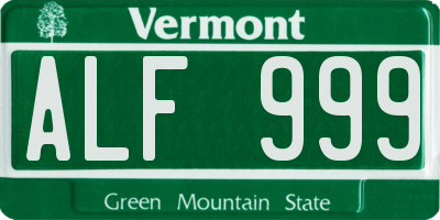 VT license plate ALF999