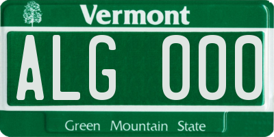 VT license plate ALG000
