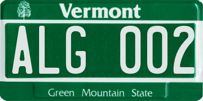 VT license plate ALG002