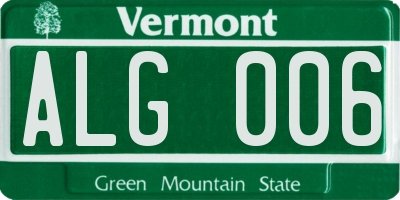 VT license plate ALG006