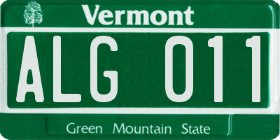 VT license plate ALG011