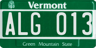 VT license plate ALG013