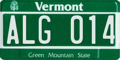 VT license plate ALG014