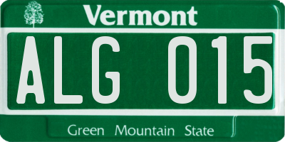 VT license plate ALG015