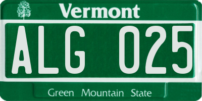 VT license plate ALG025
