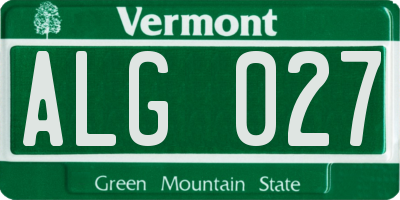 VT license plate ALG027