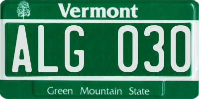 VT license plate ALG030