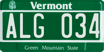 VT license plate ALG034