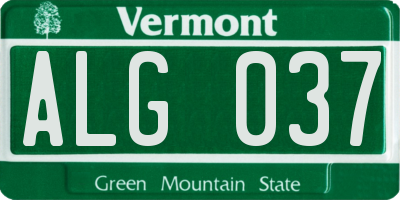VT license plate ALG037