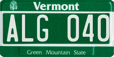VT license plate ALG040