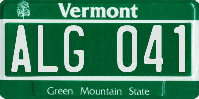 VT license plate ALG041