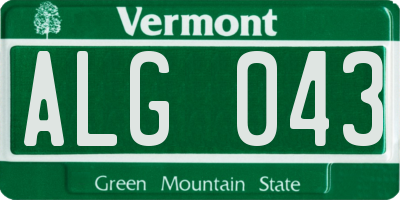 VT license plate ALG043