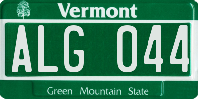 VT license plate ALG044