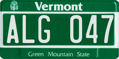VT license plate ALG047