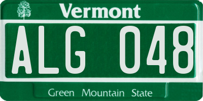 VT license plate ALG048