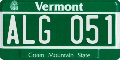 VT license plate ALG051