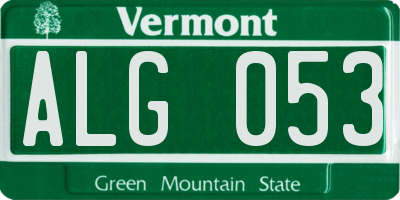 VT license plate ALG053