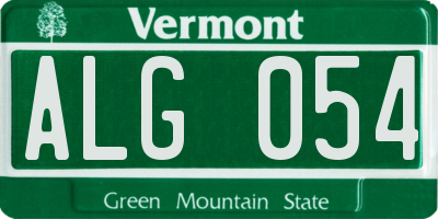 VT license plate ALG054